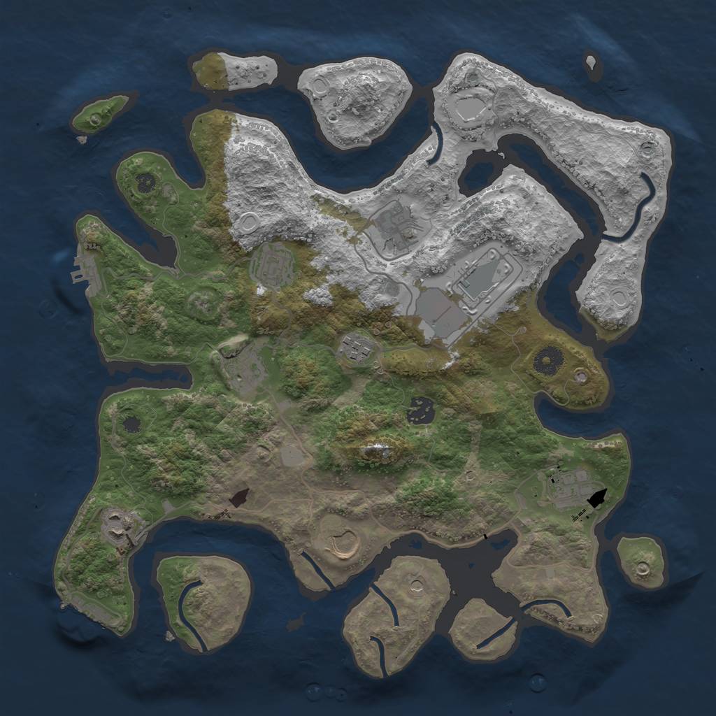 Rust Map: Procedural Map, Size: 3700, Seed: 326449313, 17 Monuments