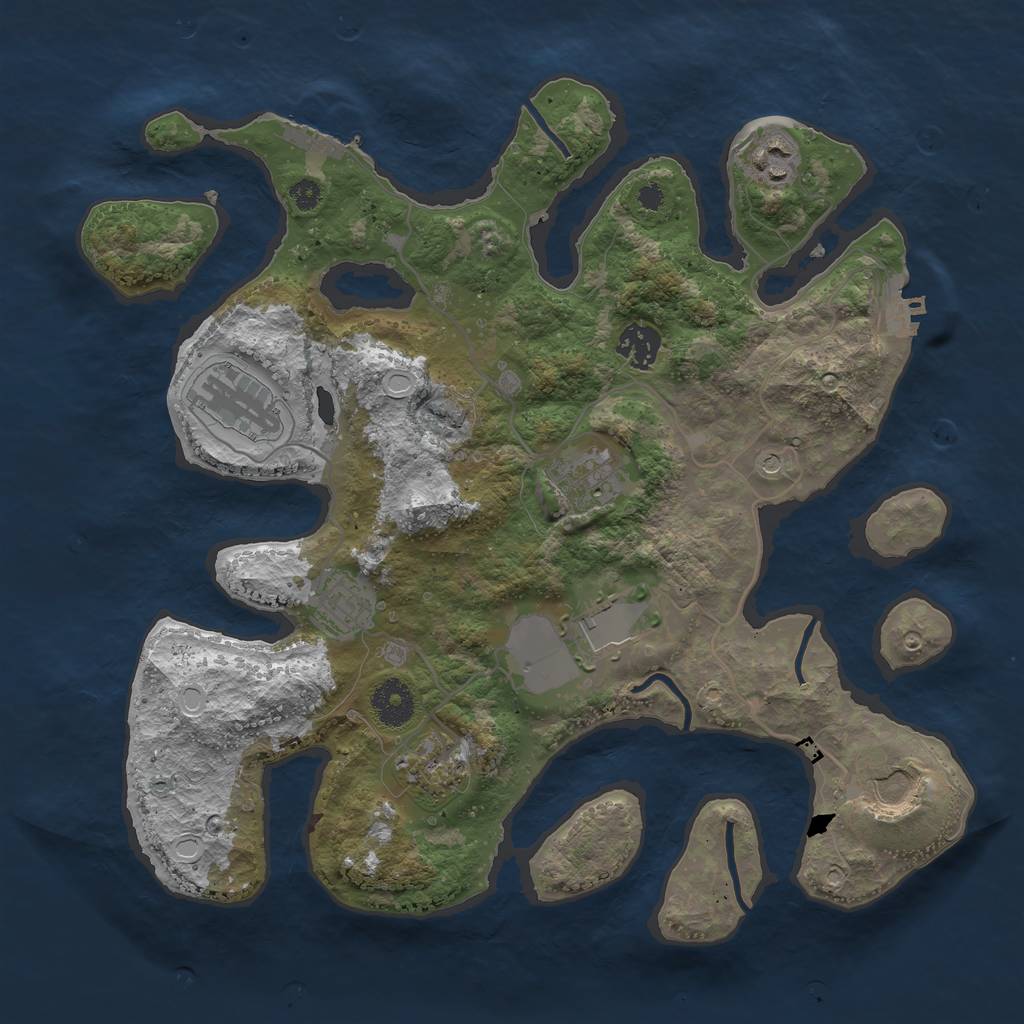 Rust Map: Procedural Map, Size: 3500, Seed: 1179545737, 16 Monuments
