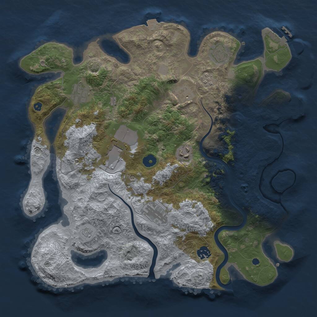 Rust Map: Procedural Map, Size: 3700, Seed: 1930870169, 14 Monuments