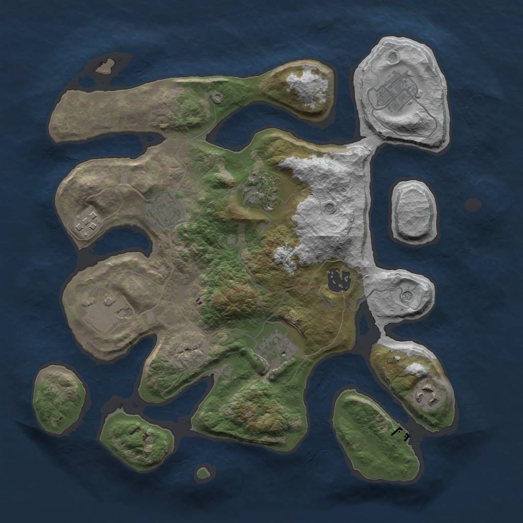 Rust Map: Barren, Size: 3200, Seed: 212213214, 11 Monuments