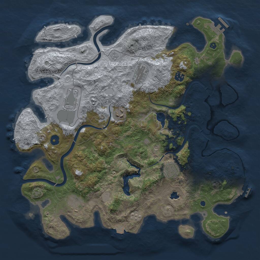 Rust Map: Procedural Map, Size: 4000, Seed: 1608393881, 13 Monuments