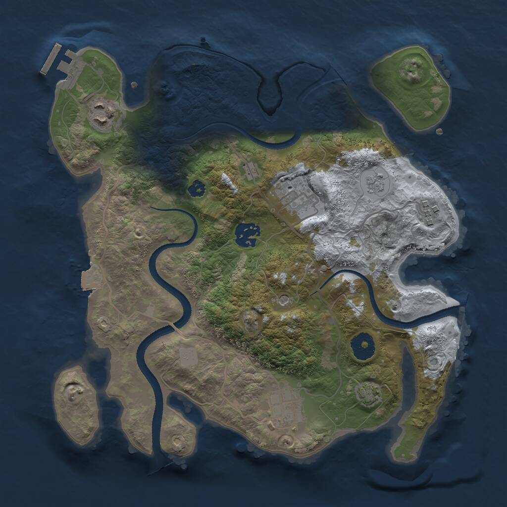 Rust Map: Procedural Map, Size: 3000, Seed: 390, 10 Monuments