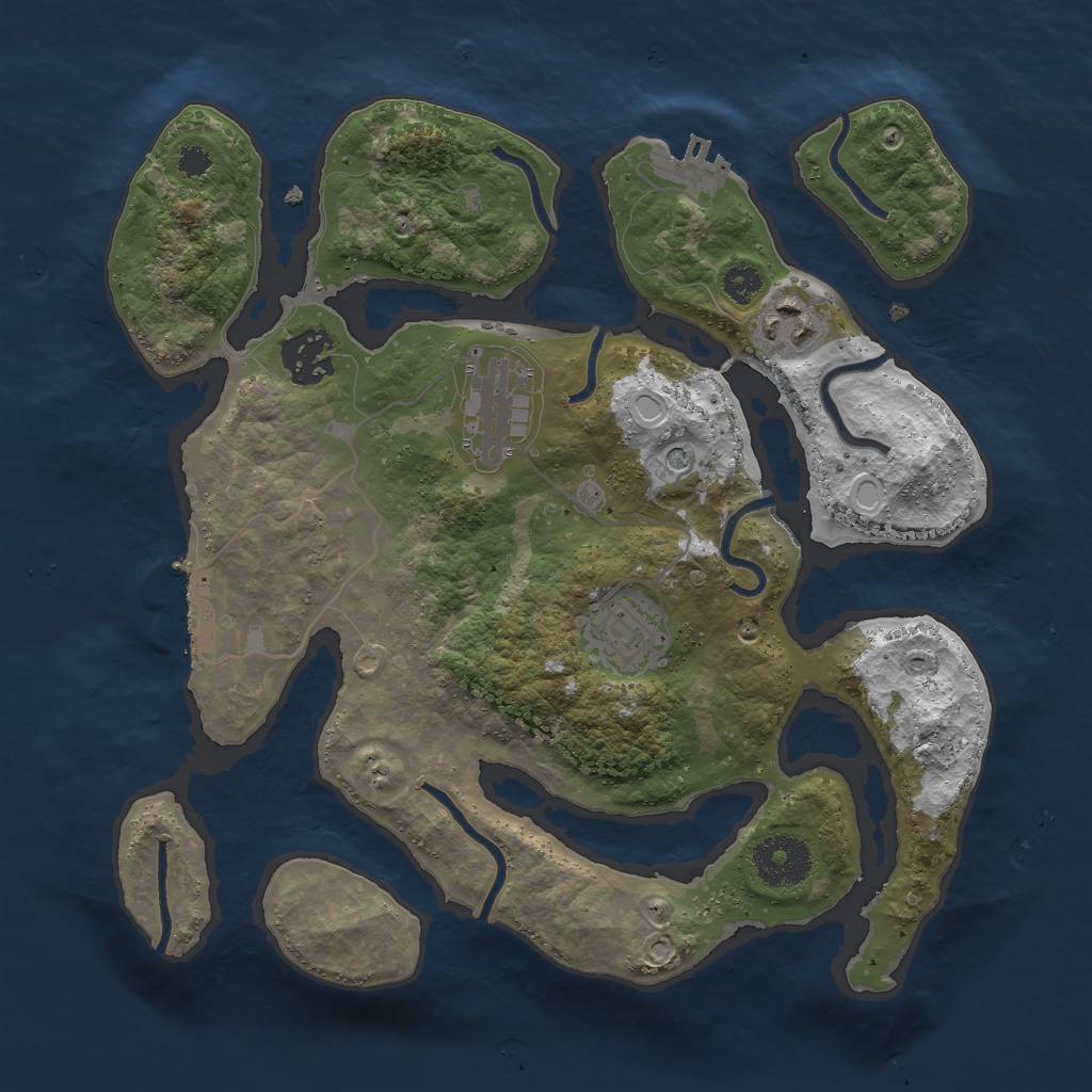 Rust Map: Procedural Map, Size: 3000, Seed: 390, 12 Monuments