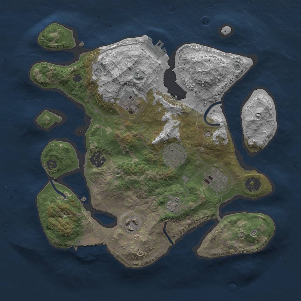 Rust Map: Procedural Map, Size: 3000, Seed: 7455734, 14 Monuments