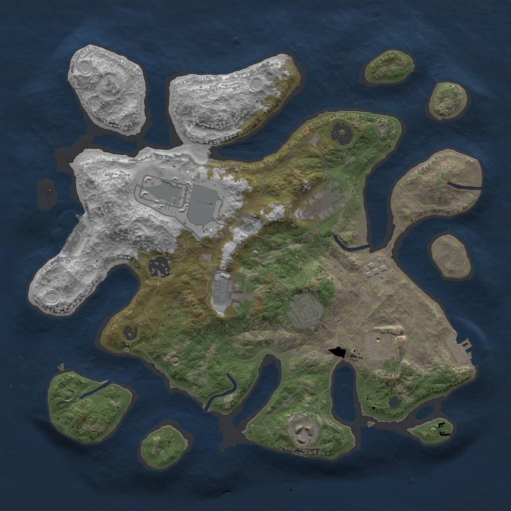 Rust Map: Procedural Map, Size: 3500, Seed: 1165104559, 16 Monuments