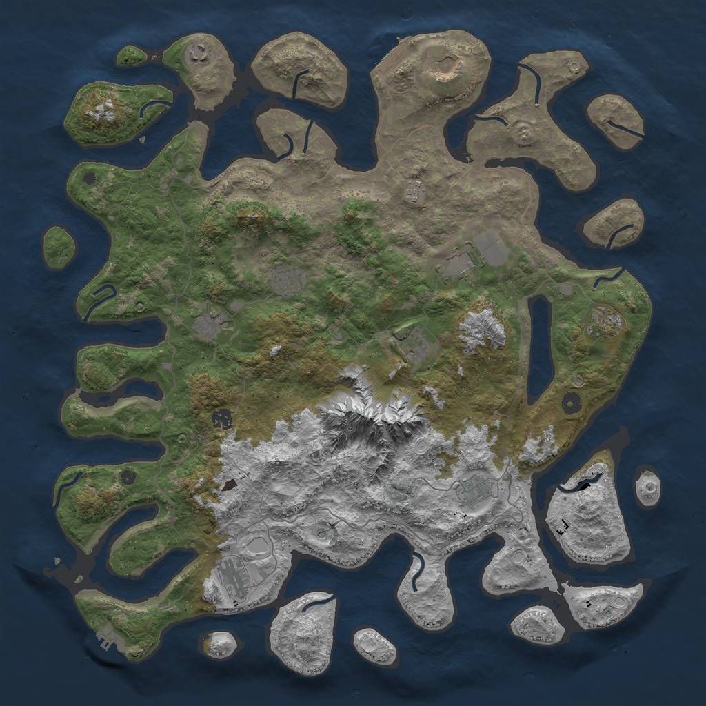 Rust Map: Procedural Map, Size: 5000, Seed: 236743567, 19 Monuments