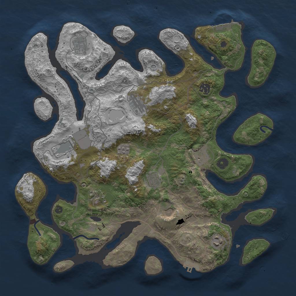 Rust Map: Procedural Map, Size: 4000, Seed: 562578, 18 Monuments