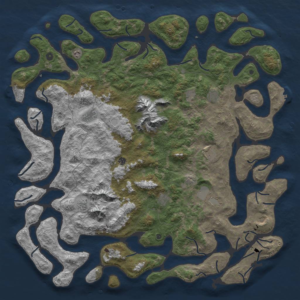 Rust Map: Procedural Map, Size: 6000, Seed: 5000000, 19 Monuments