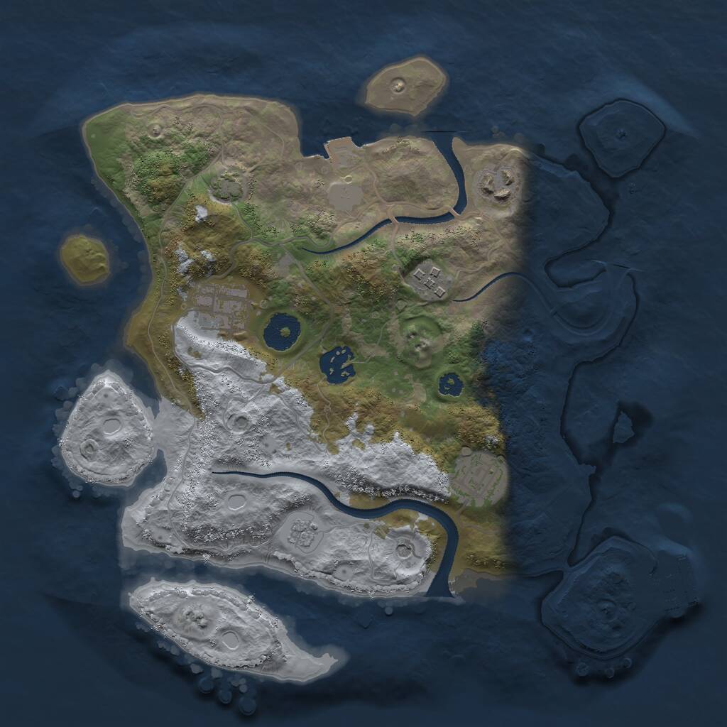 Rust Map: Procedural Map, Size: 3000, Seed: 970901, 10 Monuments