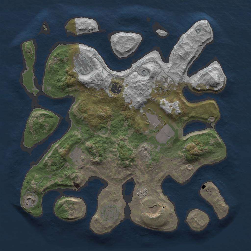 Rust Map: Barren, Size: 3500, Seed: 1562462906, 12 Monuments