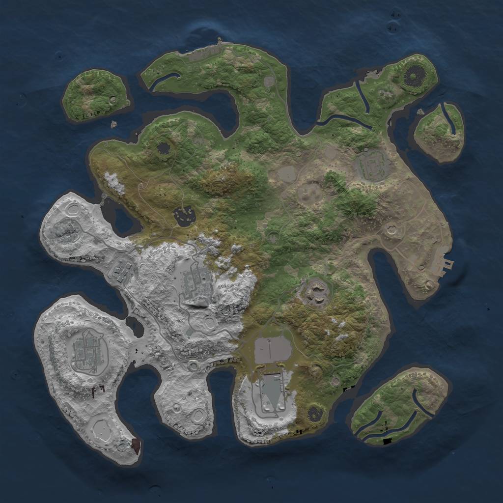 Rust Map: Procedural Map, Size: 3500, Seed: 113180112, 15 Monuments