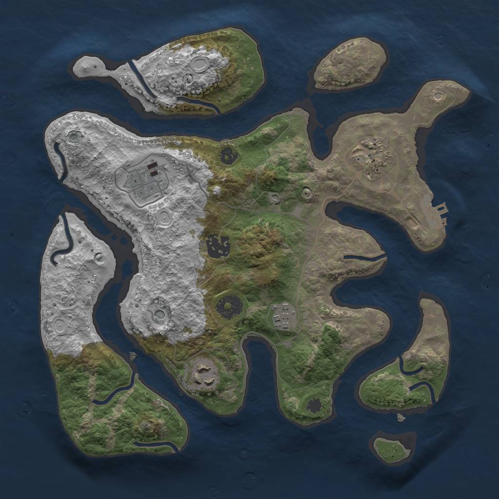 Rust Map: Procedural Map, Size: 3000, Seed: 404815, 12 Monuments