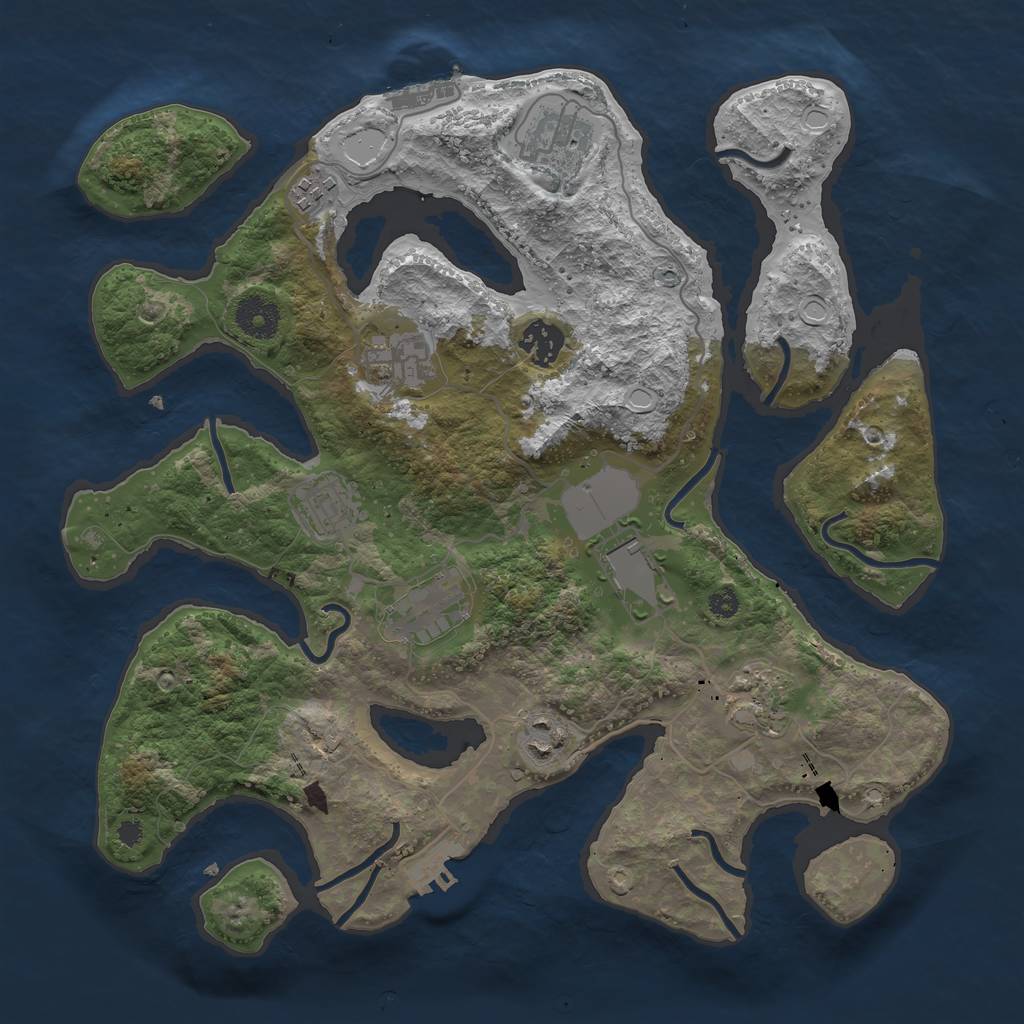 Rust Map: Procedural Map, Size: 3500, Seed: 1412398304, 16 Monuments
