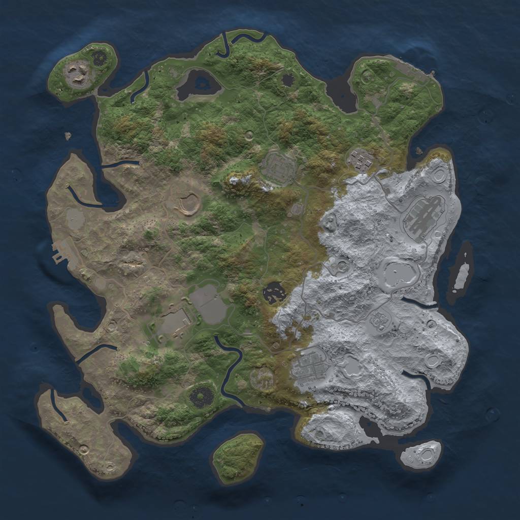 Rust Map: Procedural Map, Size: 3500, Seed: 964976891, 17 Monuments