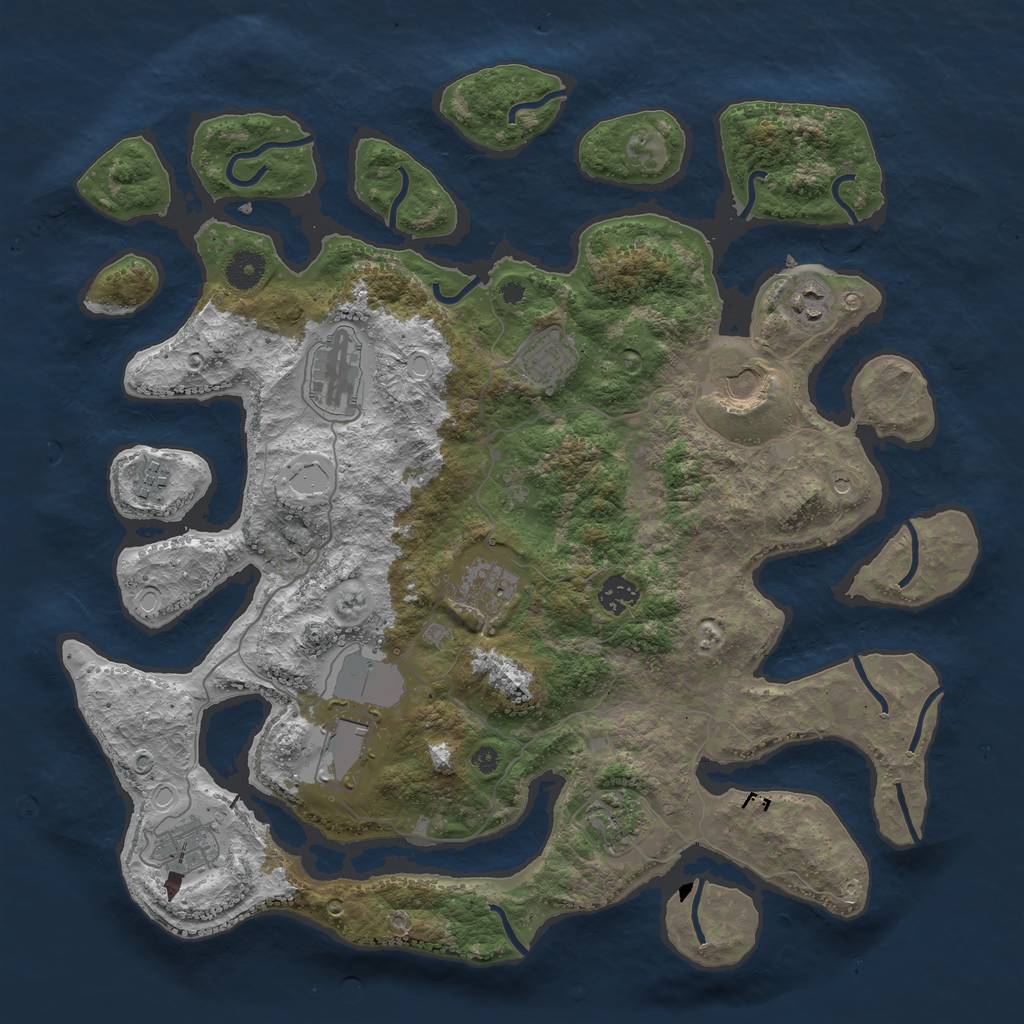 Rust Map: Procedural Map, Size: 3997, Seed: 735722398, 16 Monuments