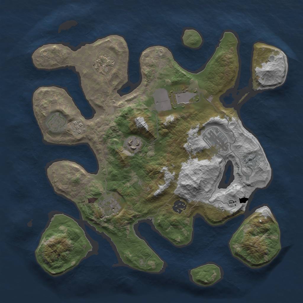Rust Map: Barren, Size: 3500, Seed: 456478, 11 Monuments
