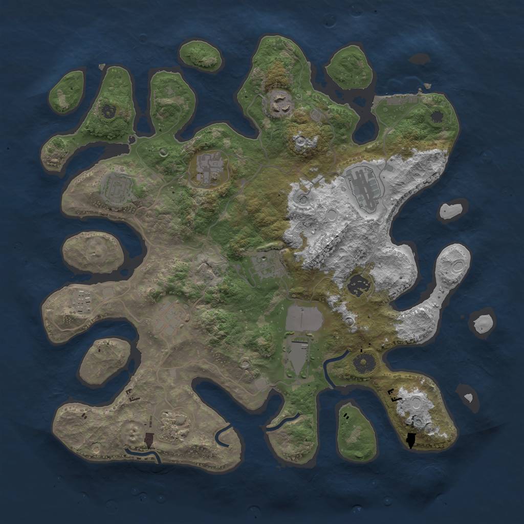Rust Map: Procedural Map, Size: 3750, Seed: 500052, 17 Monuments