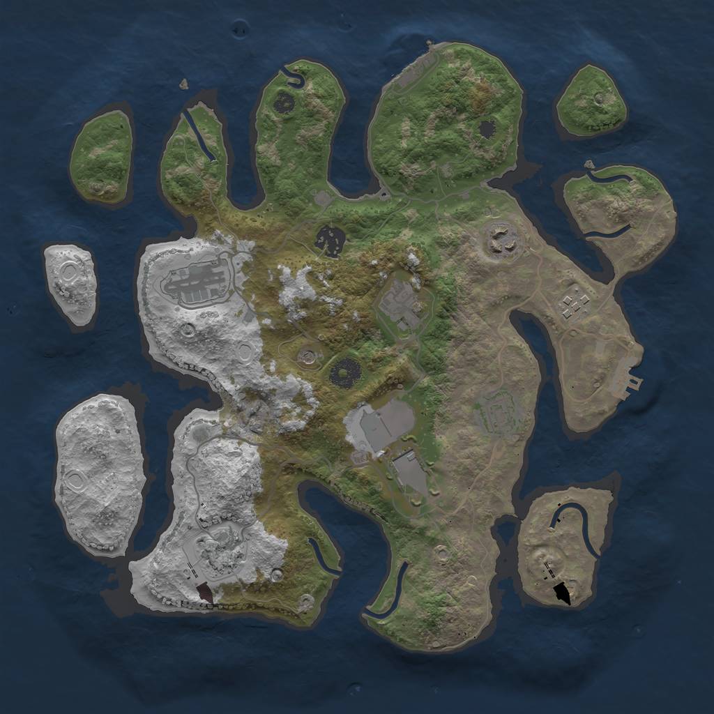 Rust Map: Procedural Map, Size: 3500, Seed: 1301383912, 16 Monuments