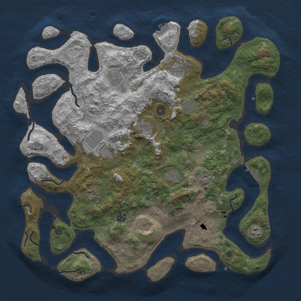 Rust Map: Procedural Map, Size: 4500, Seed: 1987698247, 19 Monuments