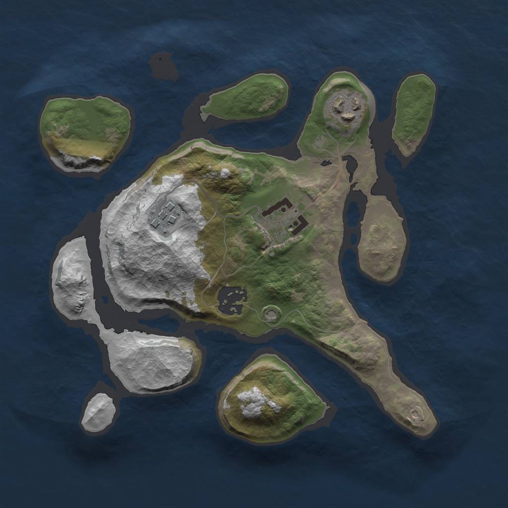 Rust Map: Barren, Size: 2500, Seed: 934567, 6 Monuments