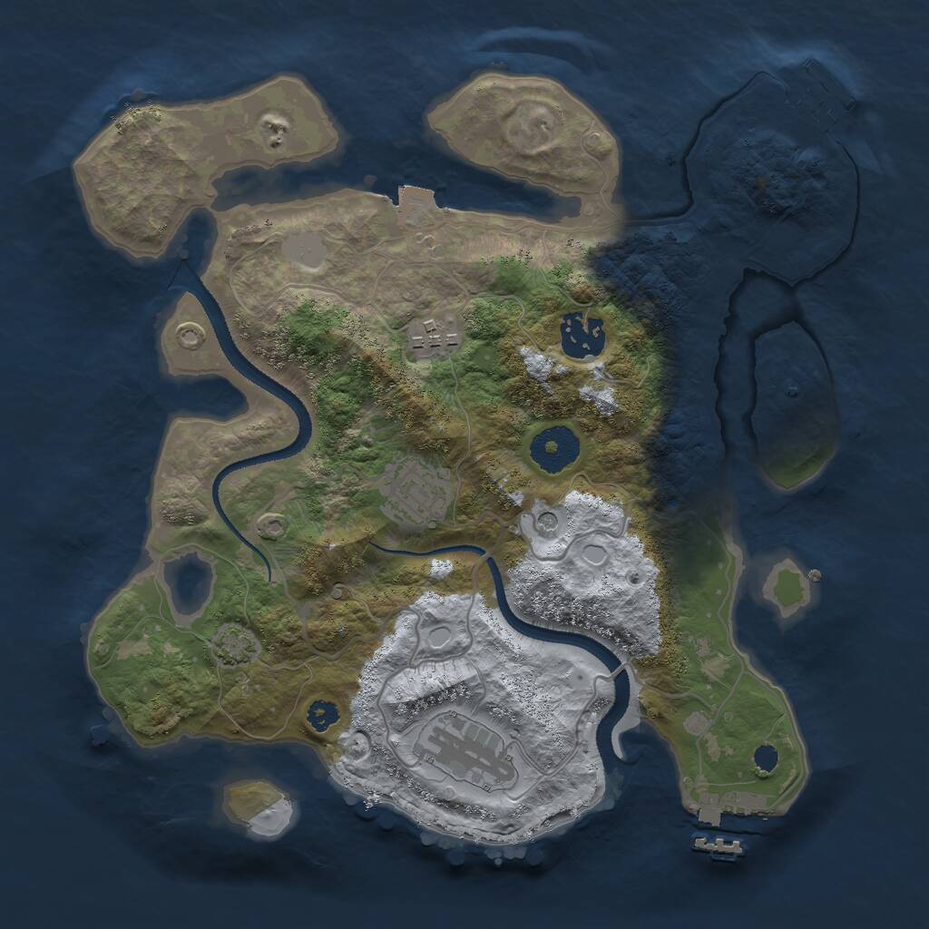 Rust Map: Procedural Map, Size: 3000, Seed: 739679, 9 Monuments
