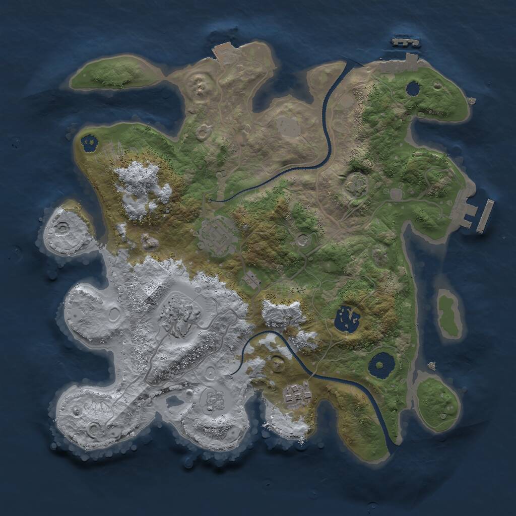 Rust Map: Procedural Map, Size: 3000, Seed: 165, 10 Monuments