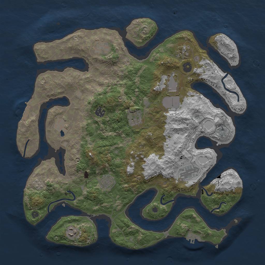 Rust Map: Procedural Map, Size: 3997, Seed: 753223357, 18 Monuments