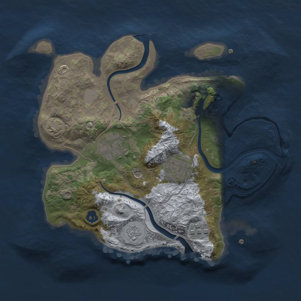 Rust Map: Procedural Map, Size: 2500, Seed: 542, 7 Monuments
