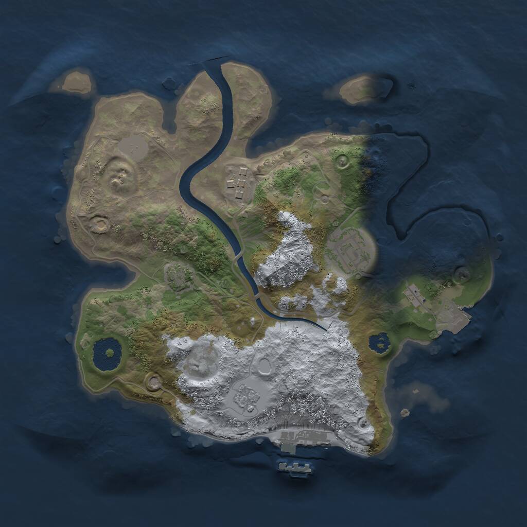Rust Map: Procedural Map, Size: 2500, Seed: 542, 6 Monuments