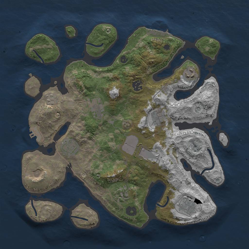 Rust Map: Procedural Map, Size: 3500, Seed: 1434275353, 18 Monuments
