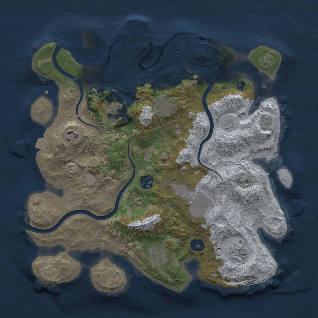 Rust Map: Procedural Map, Size: 3500, Seed: 1434275353, 13 Monuments