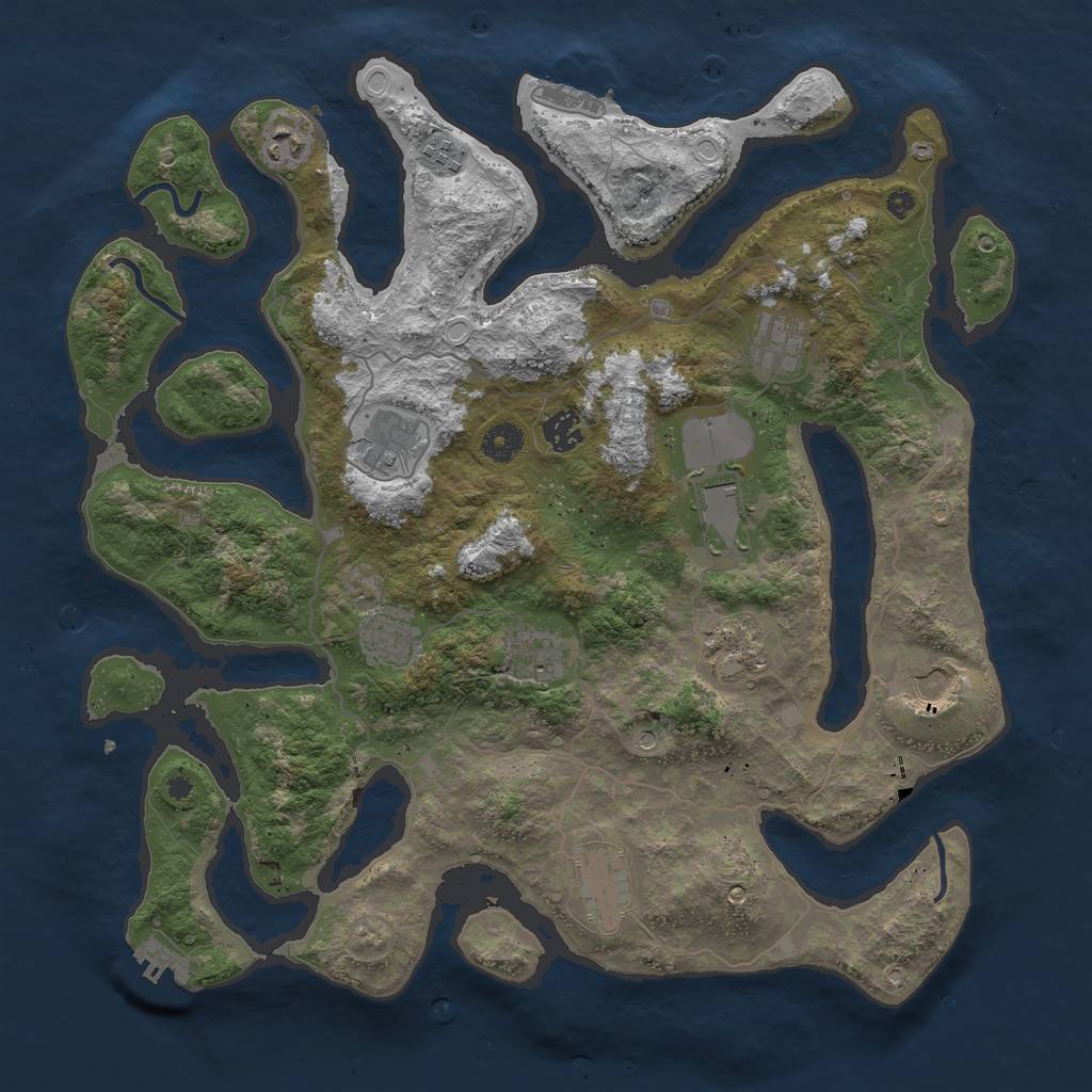 Rust Map: Procedural Map, Size: 4050, Seed: 1494064421, 19 Monuments
