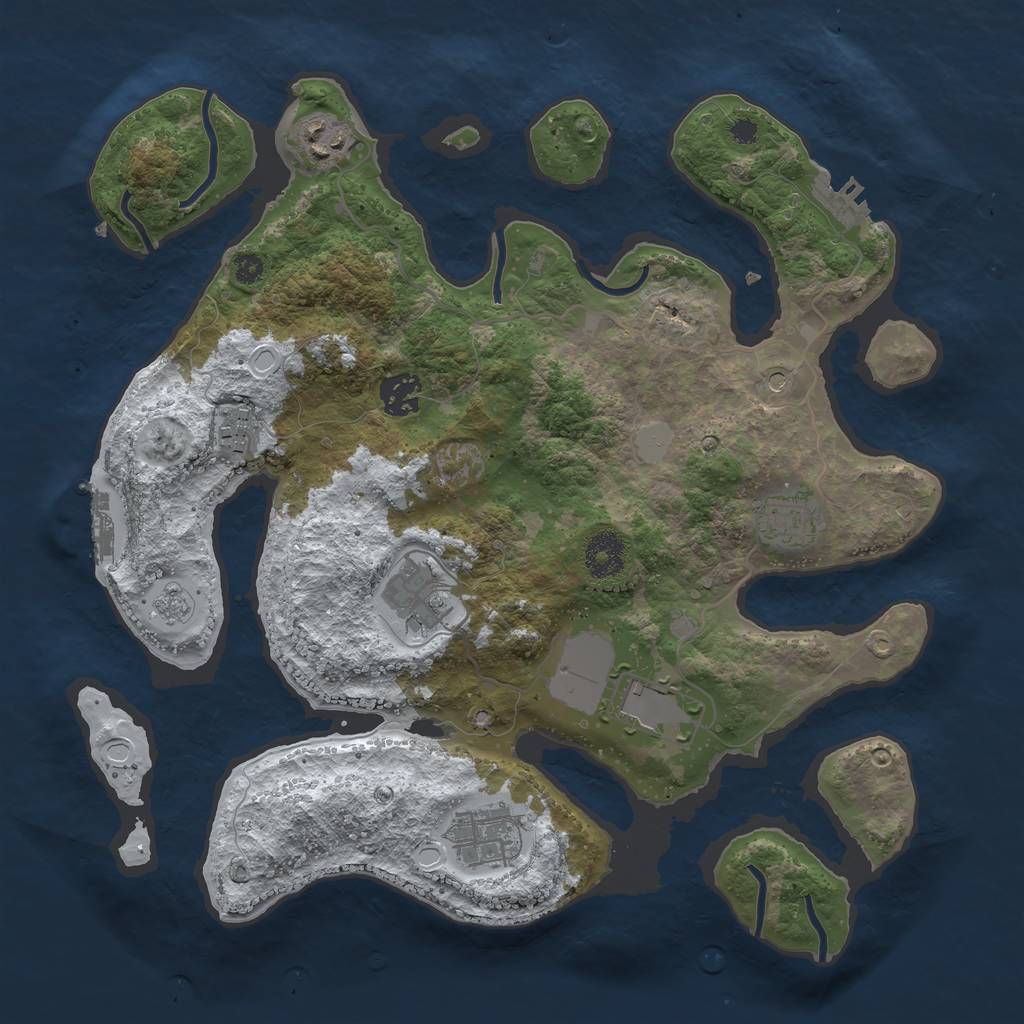 Rust Map: Procedural Map, Size: 3500, Seed: 8121, 16 Monuments