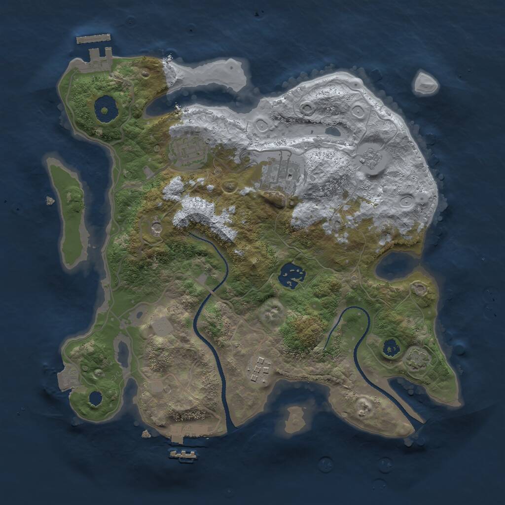 Rust Map: Procedural Map, Size: 3000, Seed: 1368172009, 10 Monuments