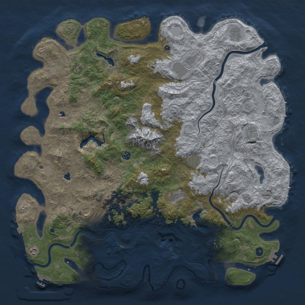 Rust Map: Procedural Map, Size: 5500, Seed: 840492979, 17 Monuments