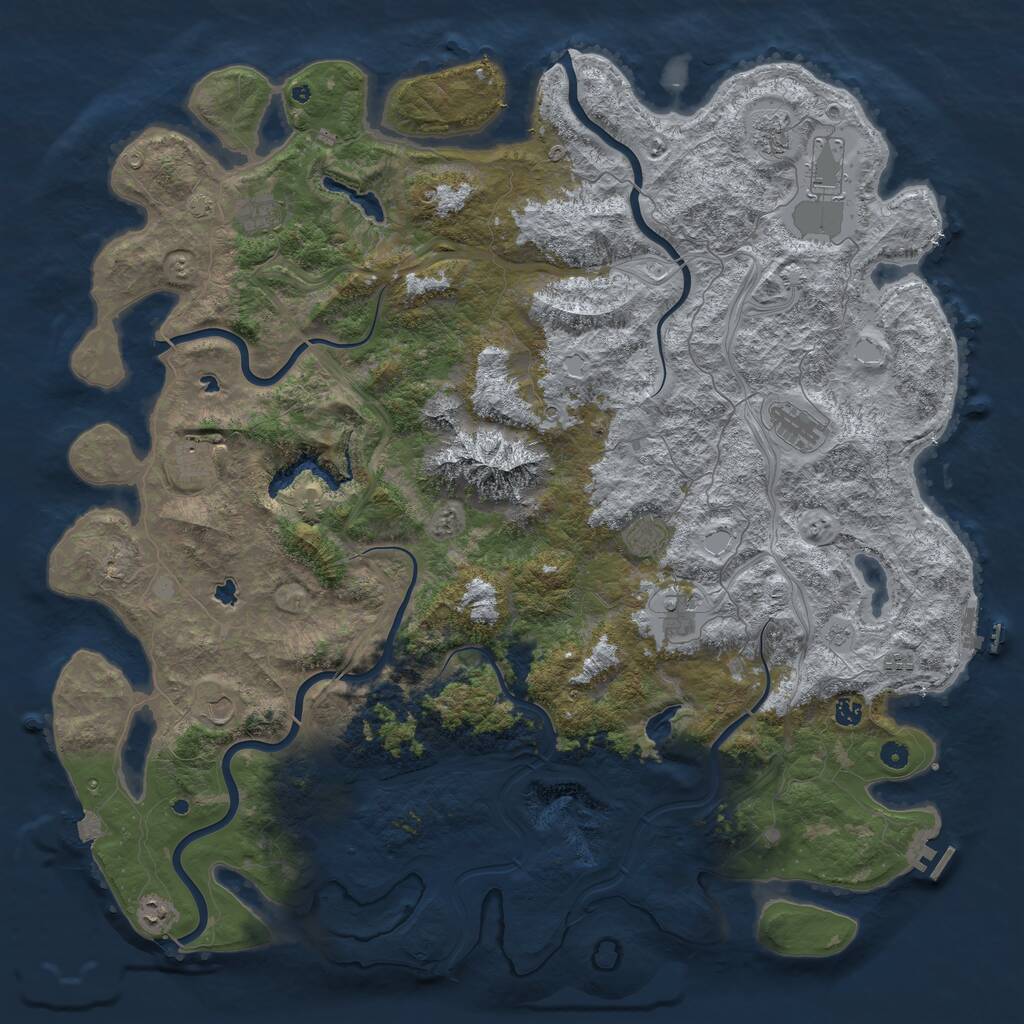 Rust Map: Procedural Map, Size: 5500, Seed: 840492979, 17 Monuments