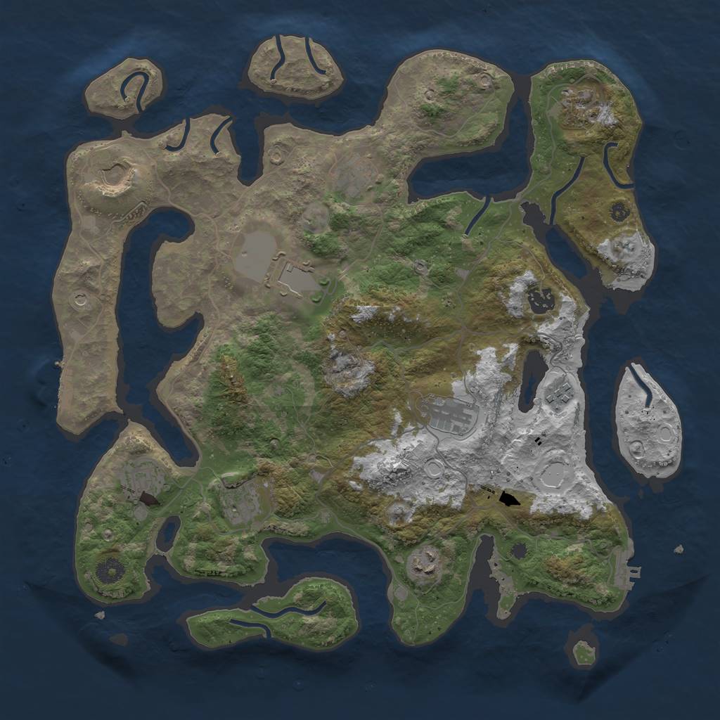 Rust Map: Procedural Map, Size: 3950, Seed: 579367436, 18 Monuments