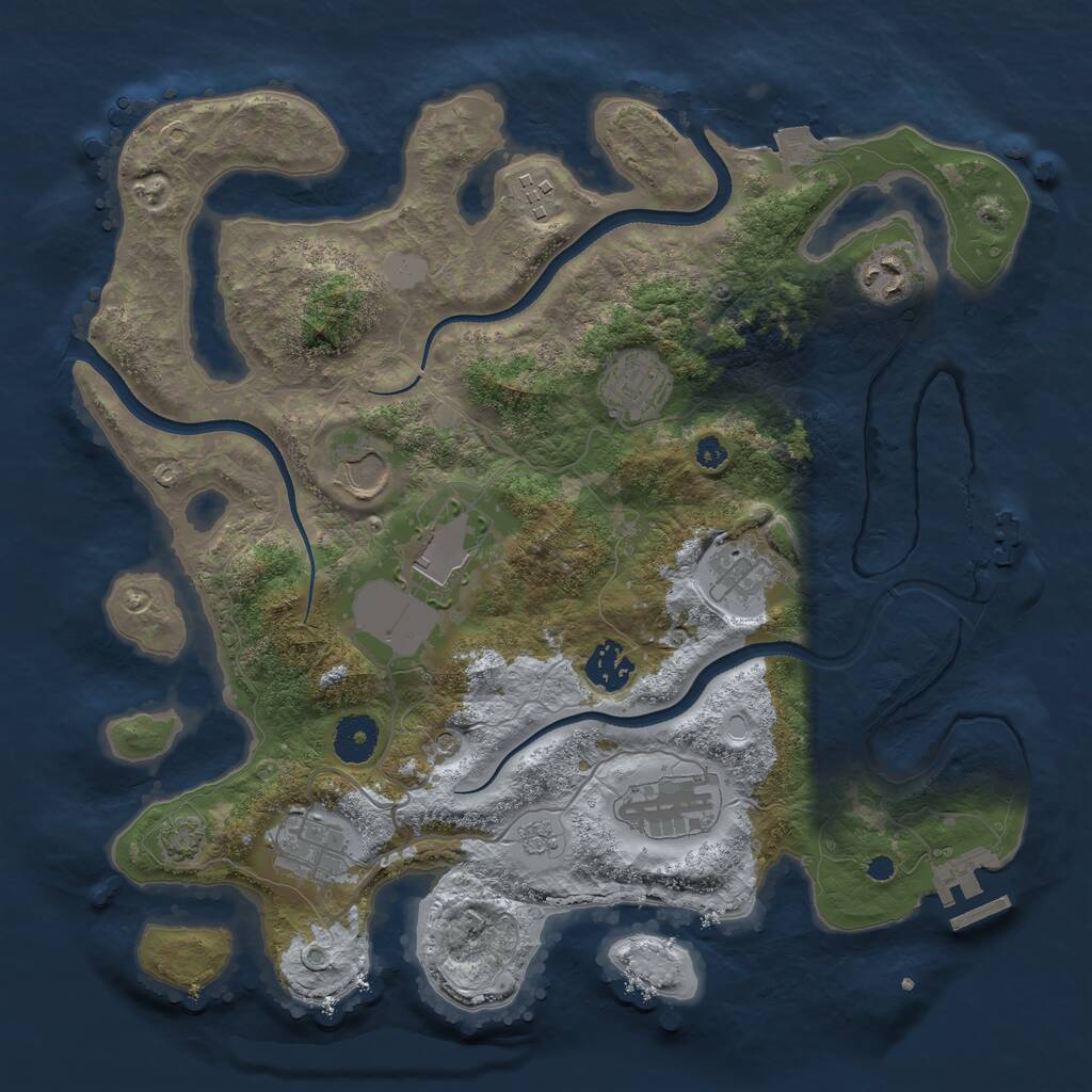 Rust Map: Procedural Map, Size: 3500, Seed: 13921, 15 Monuments