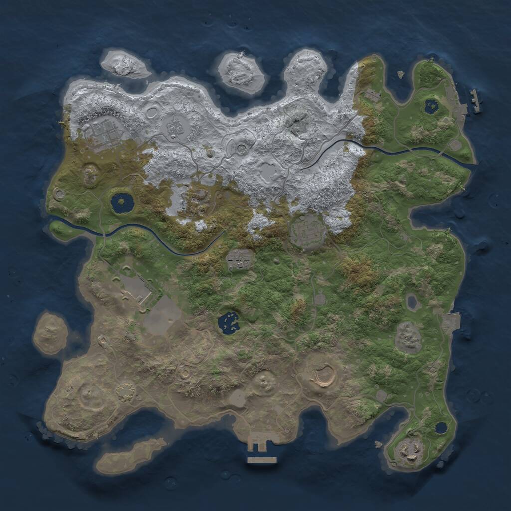 Rust Map: Procedural Map, Size: 3500, Seed: 18763, 14 Monuments