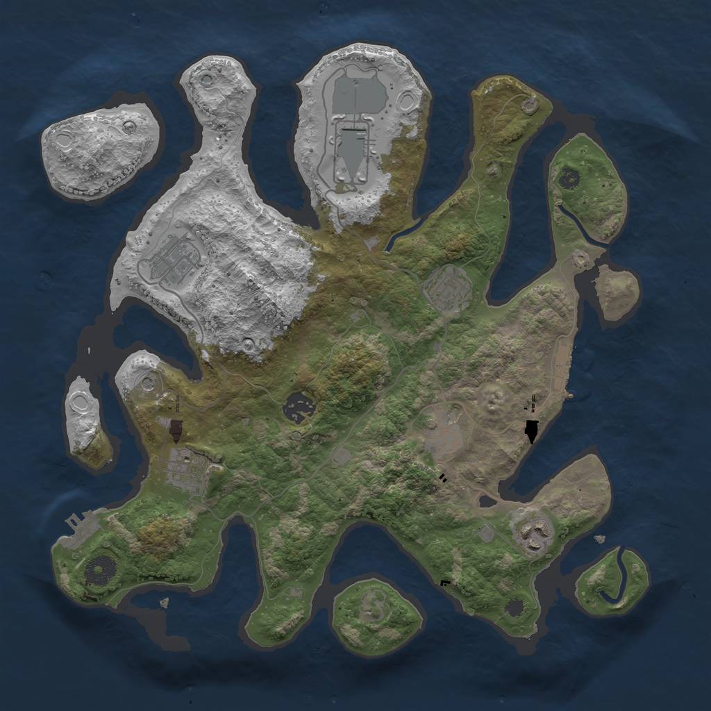 Rust Map: Procedural Map, Size: 3500, Seed: 16328, 15 Monuments