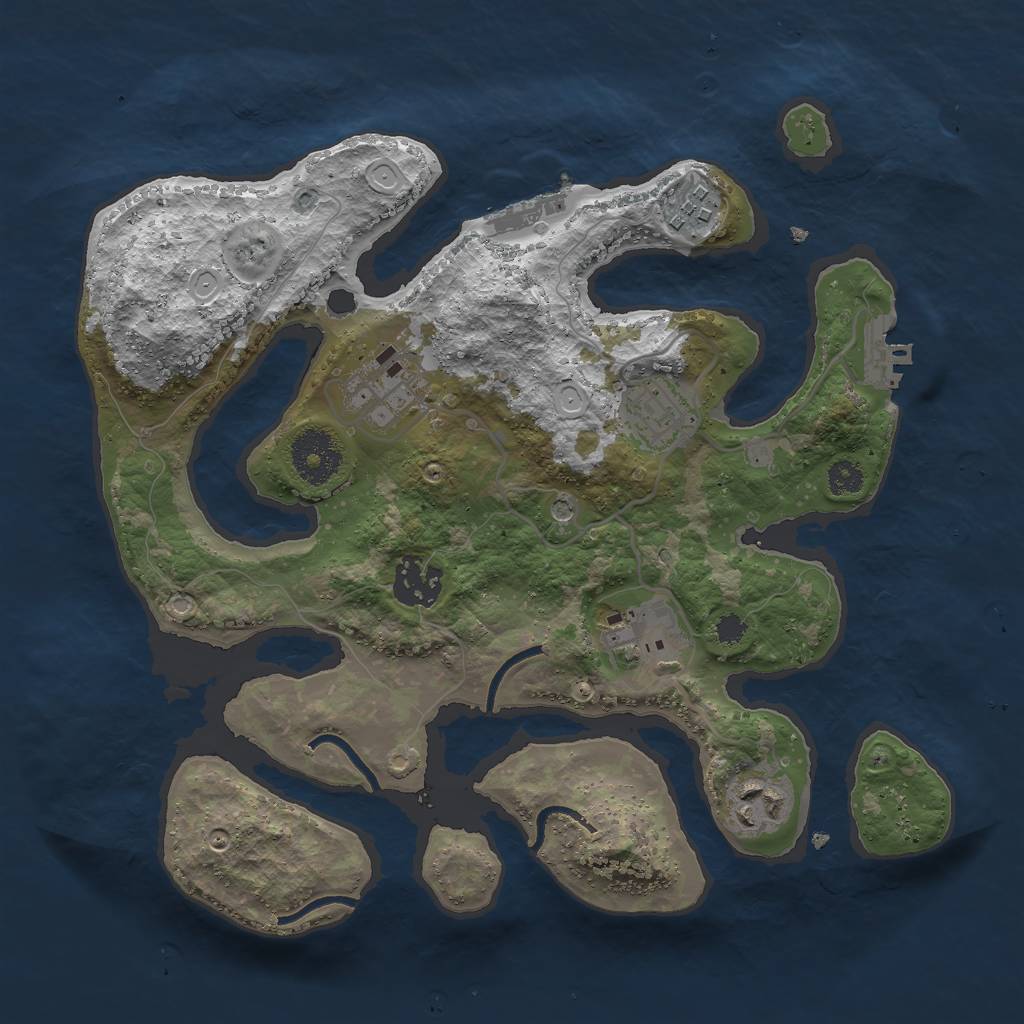 Rust Map: Procedural Map, Size: 3000, Seed: 1220855599, 14 Monuments