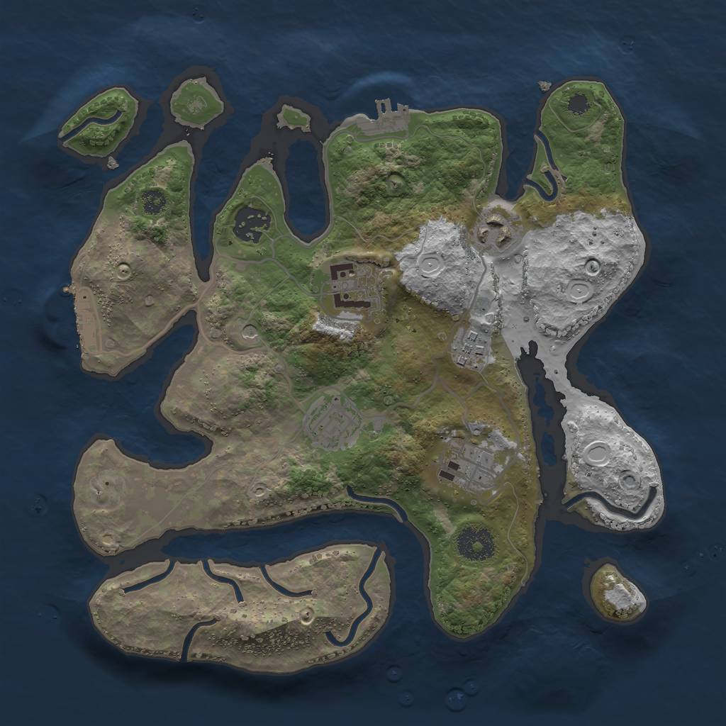 Rust Map: Procedural Map, Size: 3000, Seed: 3923, 14 Monuments