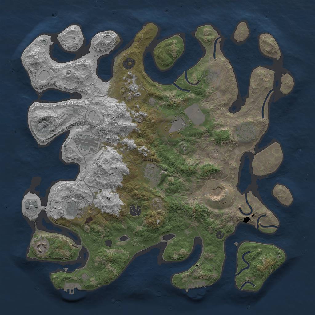 Rust Map: Procedural Map, Size: 3950, Seed: 486105847, 19 Monuments