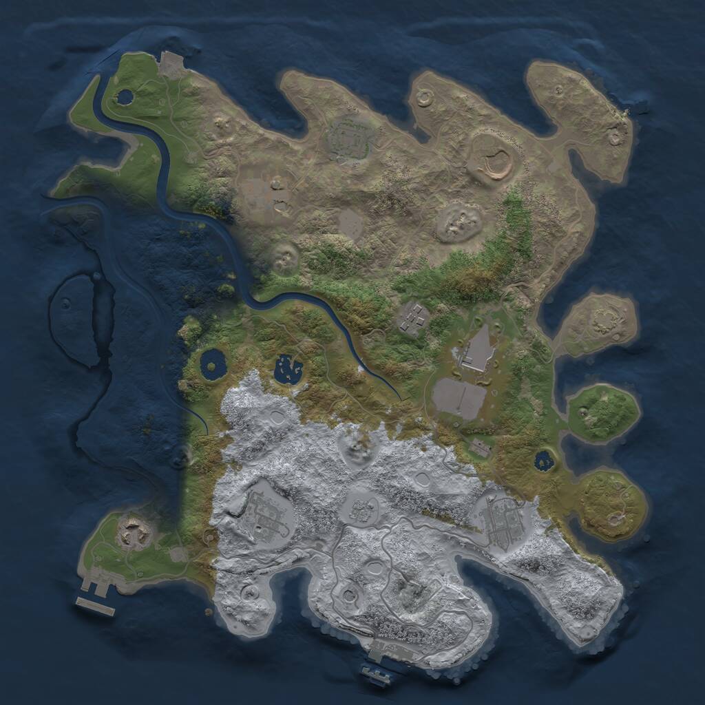 Rust Map: Procedural Map, Size: 3600, Seed: 1234220143, 15 Monuments