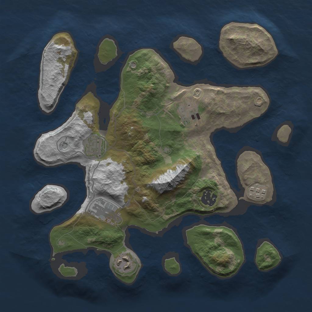 Rust Map: Barren, Size: 3000, Seed: 468989996, 9 Monuments