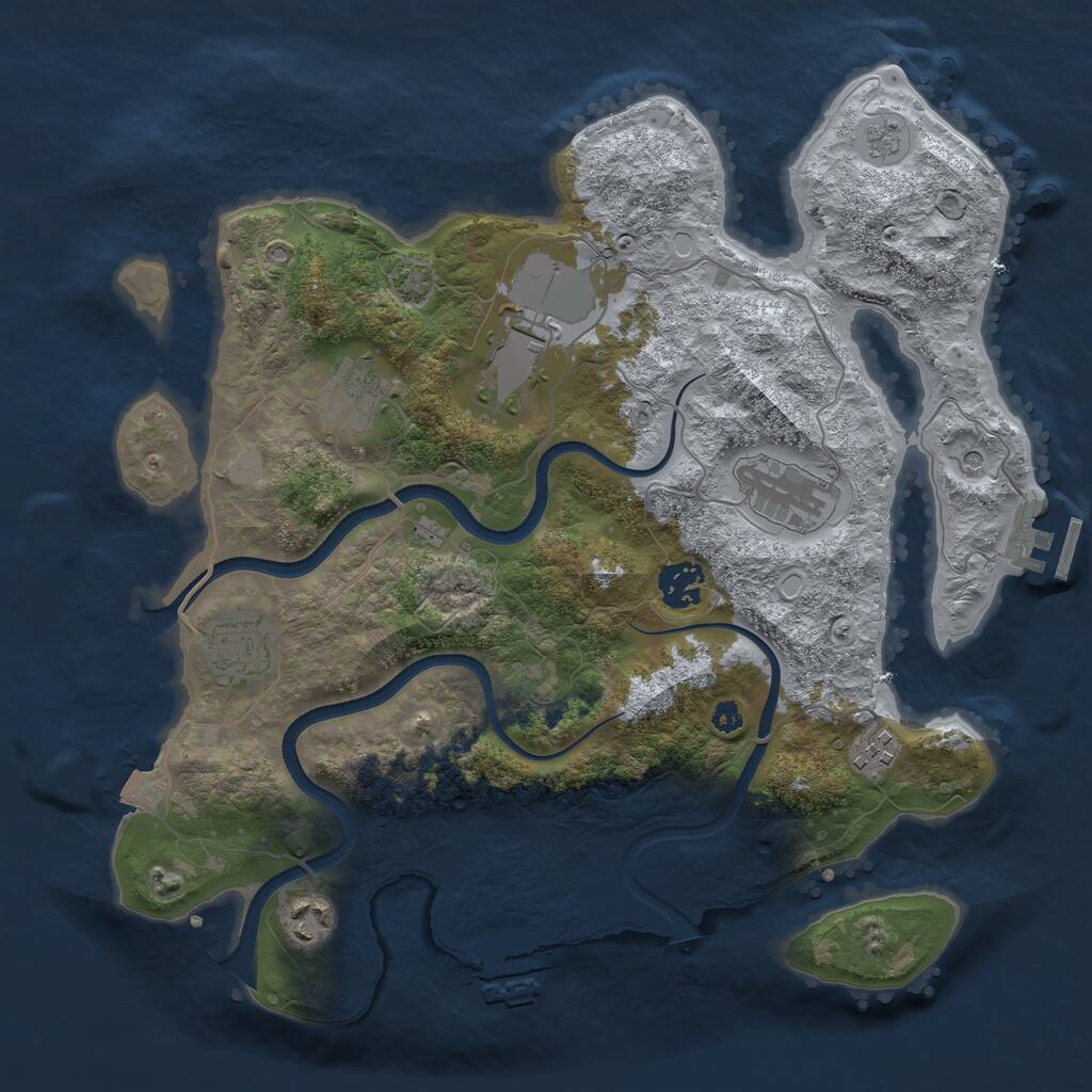 Rust Map: Procedural Map, Size: 3500, Seed: 518083, 13 Monuments