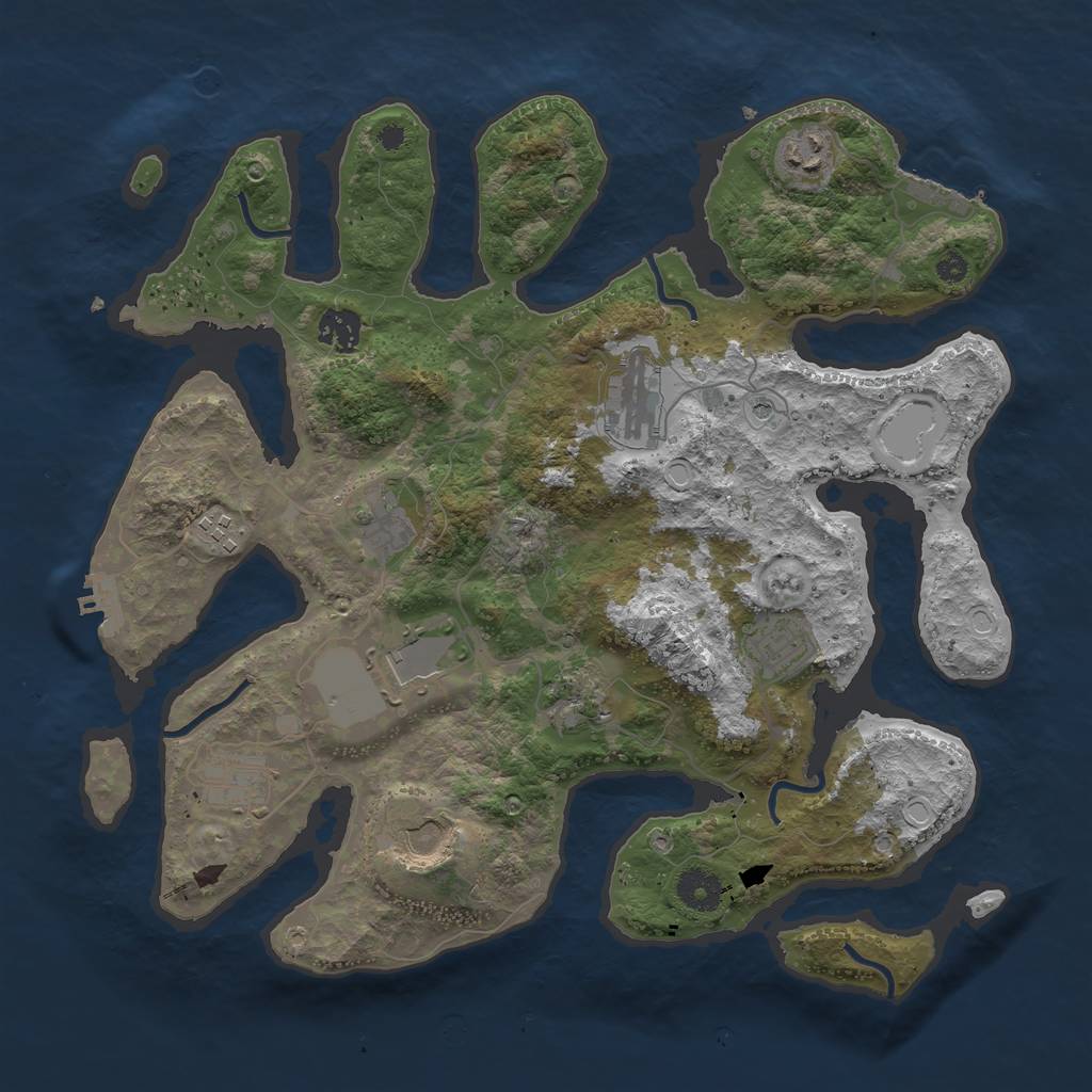 Rust Map: Procedural Map, Size: 3700, Seed: 203412903, 18 Monuments