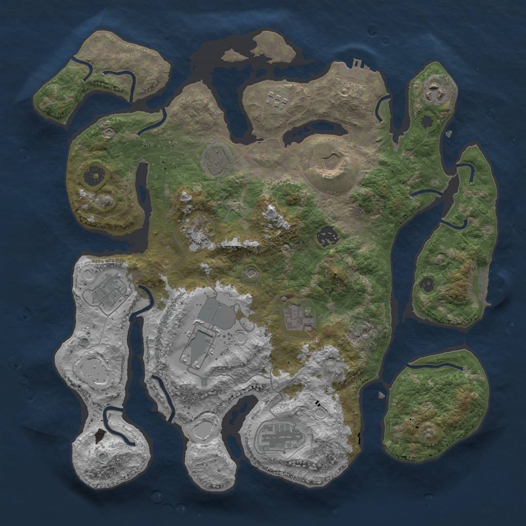 Rust Map: Procedural Map, Size: 3850, Seed: 395158100, 18 Monuments