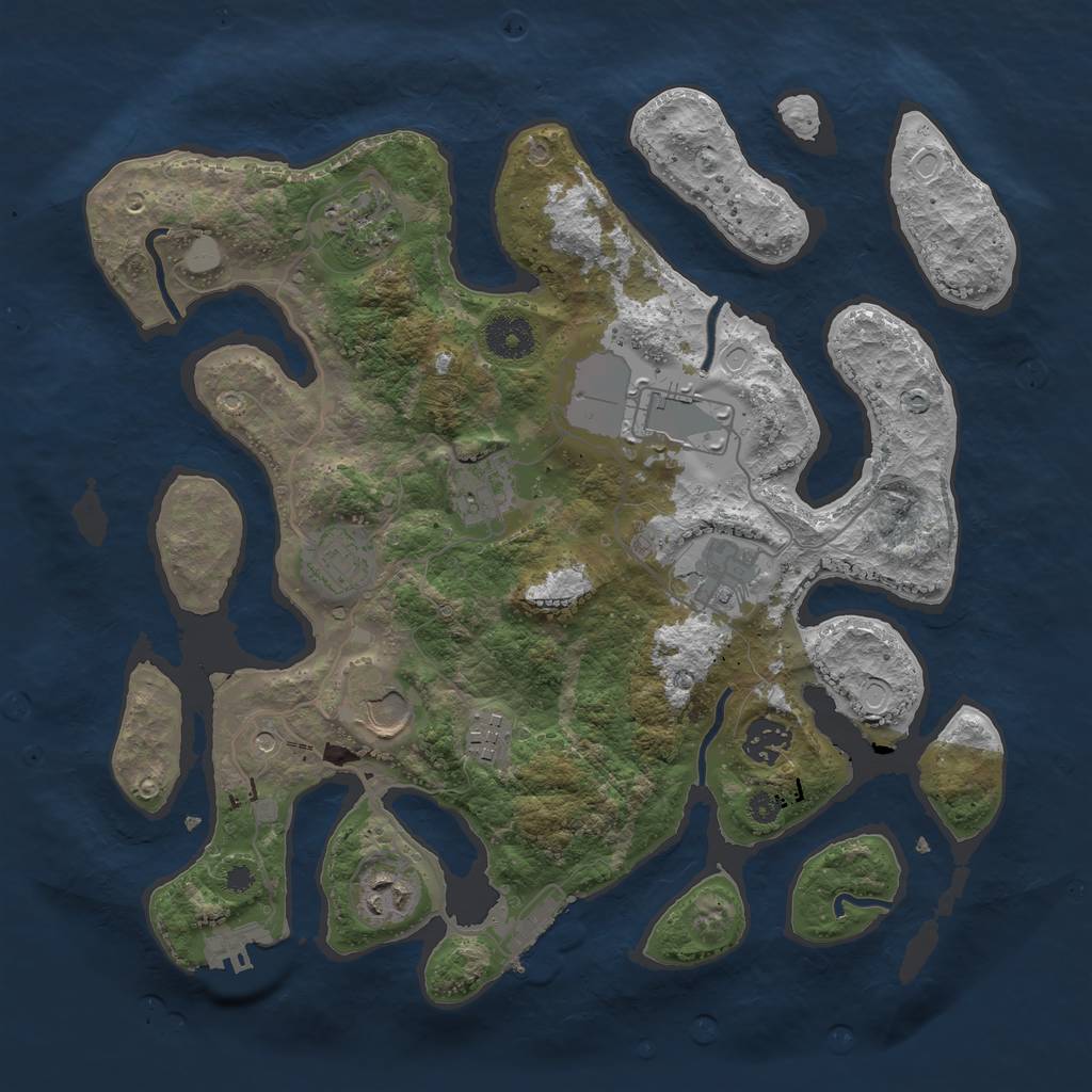 Rust Map: Procedural Map, Size: 3500, Seed: 328023, 17 Monuments