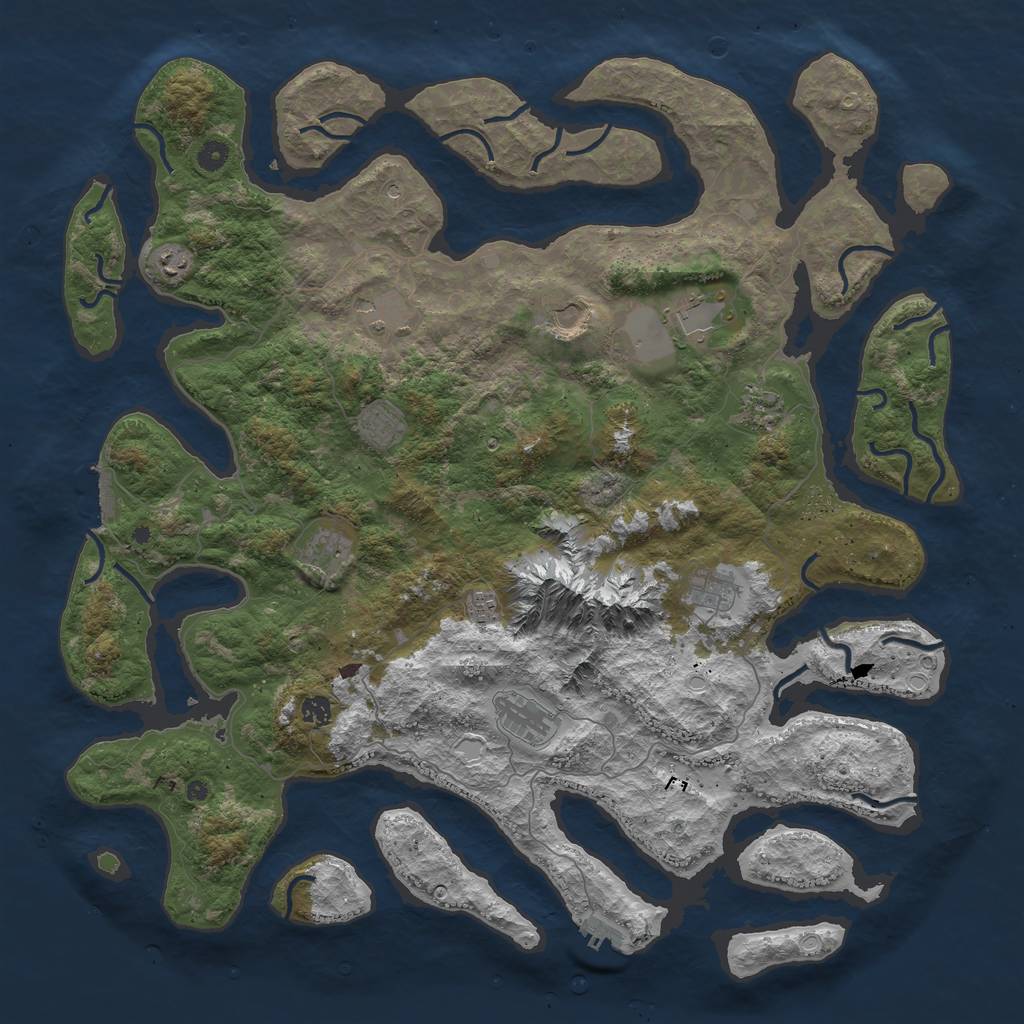 Rust Map: Procedural Map, Size: 5000, Seed: 52700, 19 Monuments